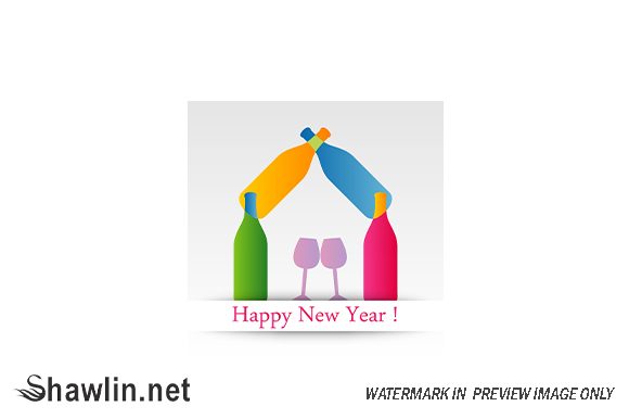 Colorful Happy New Year Card with Text