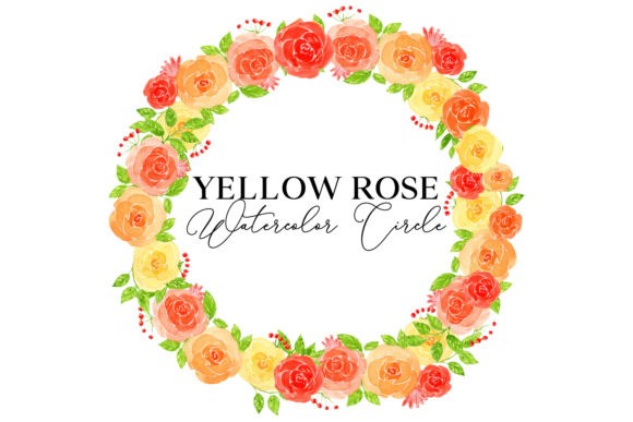 Elevate Designs with Yellow Rose Watercolor Circle