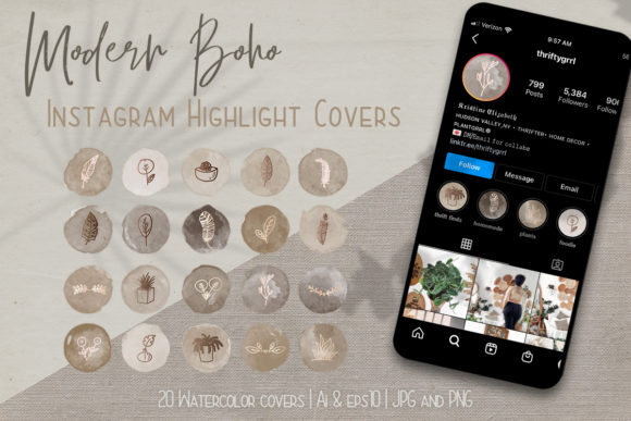Modern Boho IG Highlight Covers Icon Set: A Creative Tool for Instagram