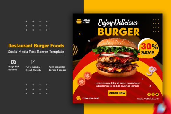 Restaurant Burger Foods Banner Template